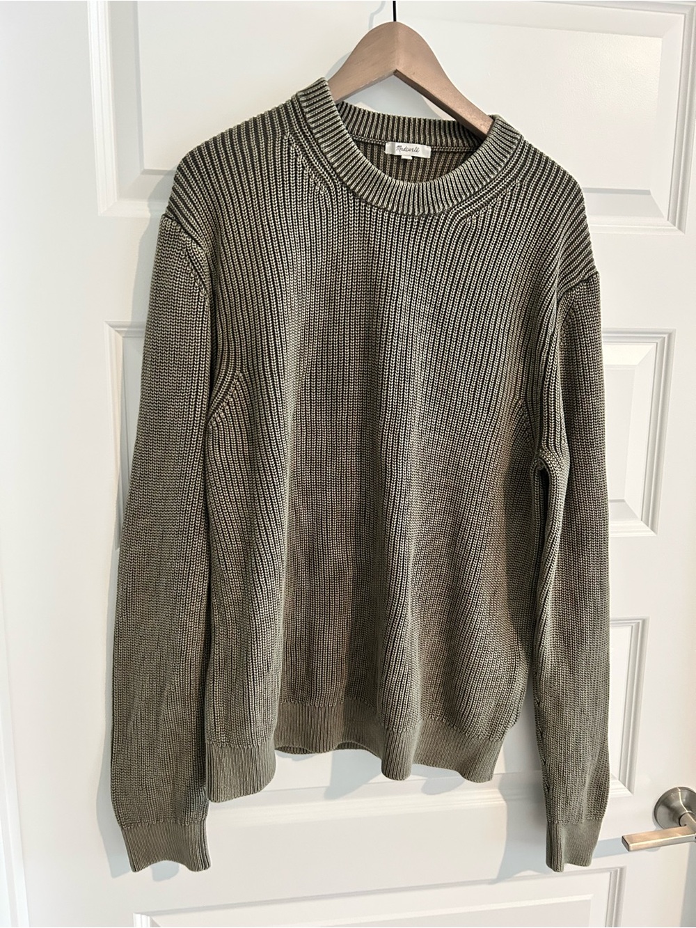 Madewell Cotton Shaker Stitch Crewneck Sweater Washed Green Size M Men’s